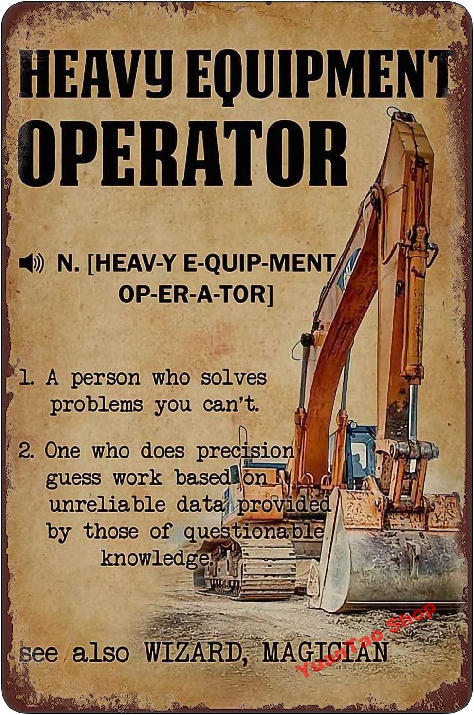 Heavy Equipment Operations - Excavator Heavy Equipment Operator Menu Funny