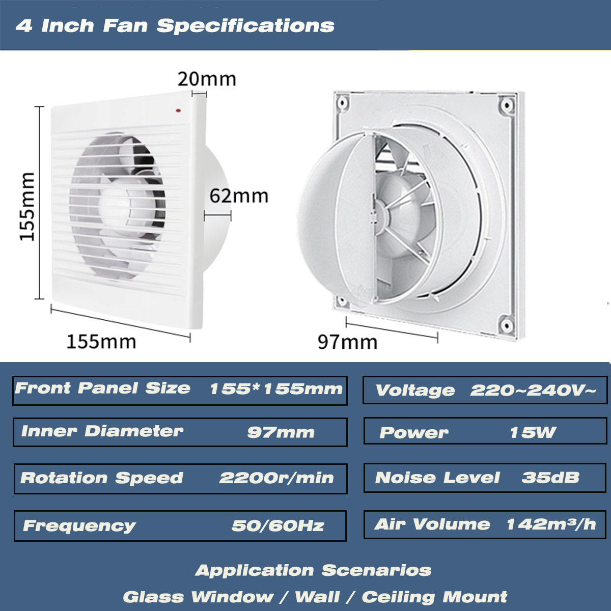 4 Inch Silent Window Mount Exh - огляд і ціна Exhaust Fan Industrial